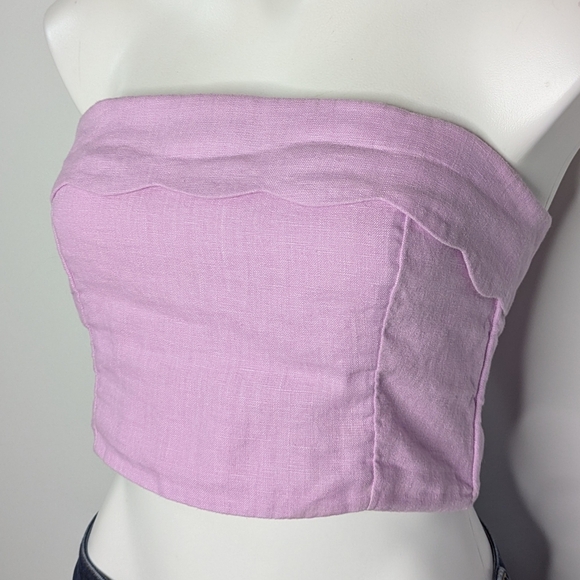 Abercrombie & Fitch Purple Scalloped Sleeveless Crop Top S - Picture 2 of 7